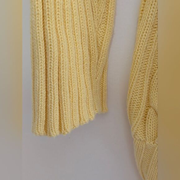 Liz & Co Yellow Cable Knit Sweater 2X 100% Cotton Collared V-Neck Preppy Coastal - Picture 6 of 8